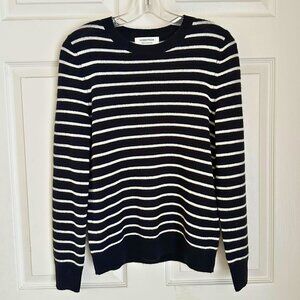 NWOT Nordstrom 100% Cashmere Crewneck Sweater Black Striped Women’s Small